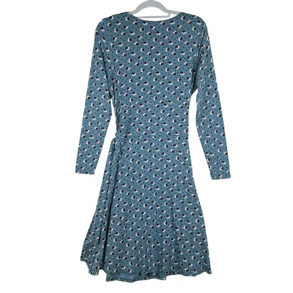 Boden Silvia Wrap Dress Size 10R Print Fall Pattern Midi Long sleeve Jersey - Picture 2 of 10